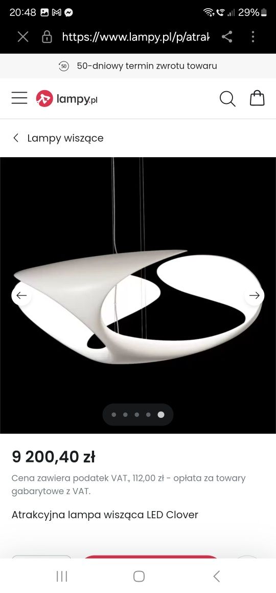 Lampa wisząca Led Clover  Westwing Collection 50 % ceny