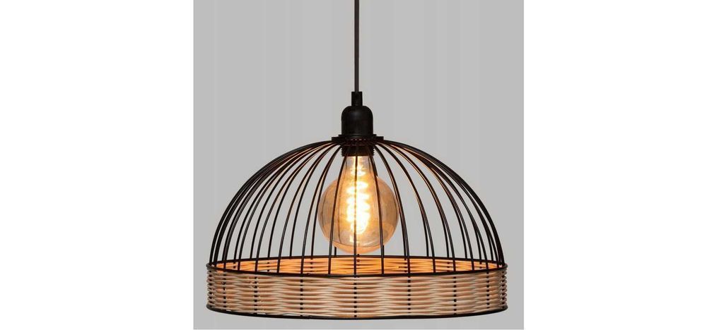 Lampa wisząca BOHO Metalowa Lampa sufitowa 1 punkt Wiklinowa Nowa