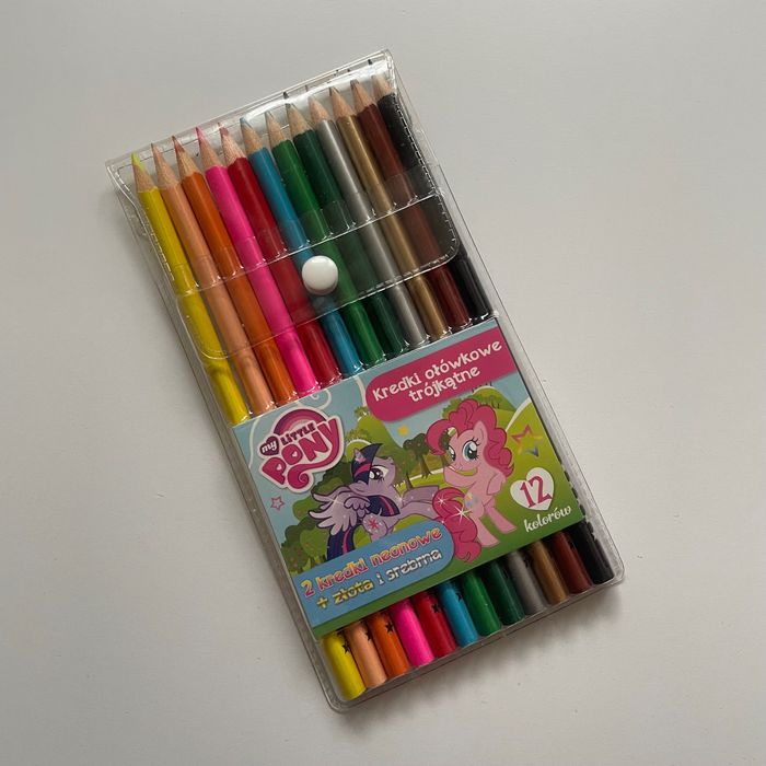 NOWE‼️ Kredki ołówkowe trójkątne kpl 12 sztuk neonowa srebrna złota