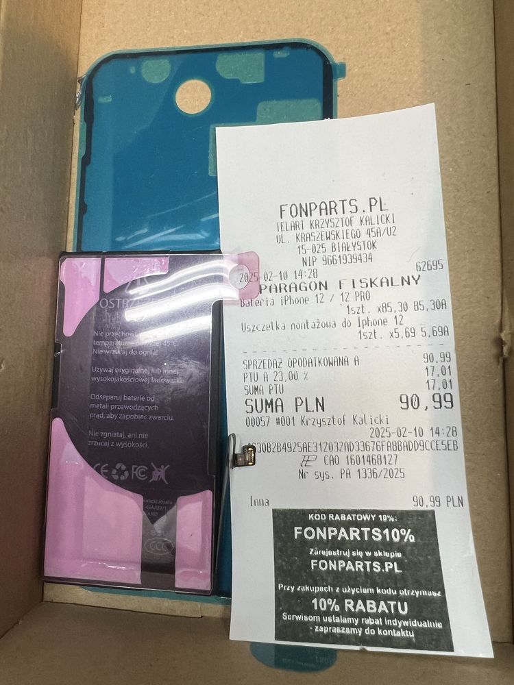 Iphone 12 bateria+ uszczelka nowe