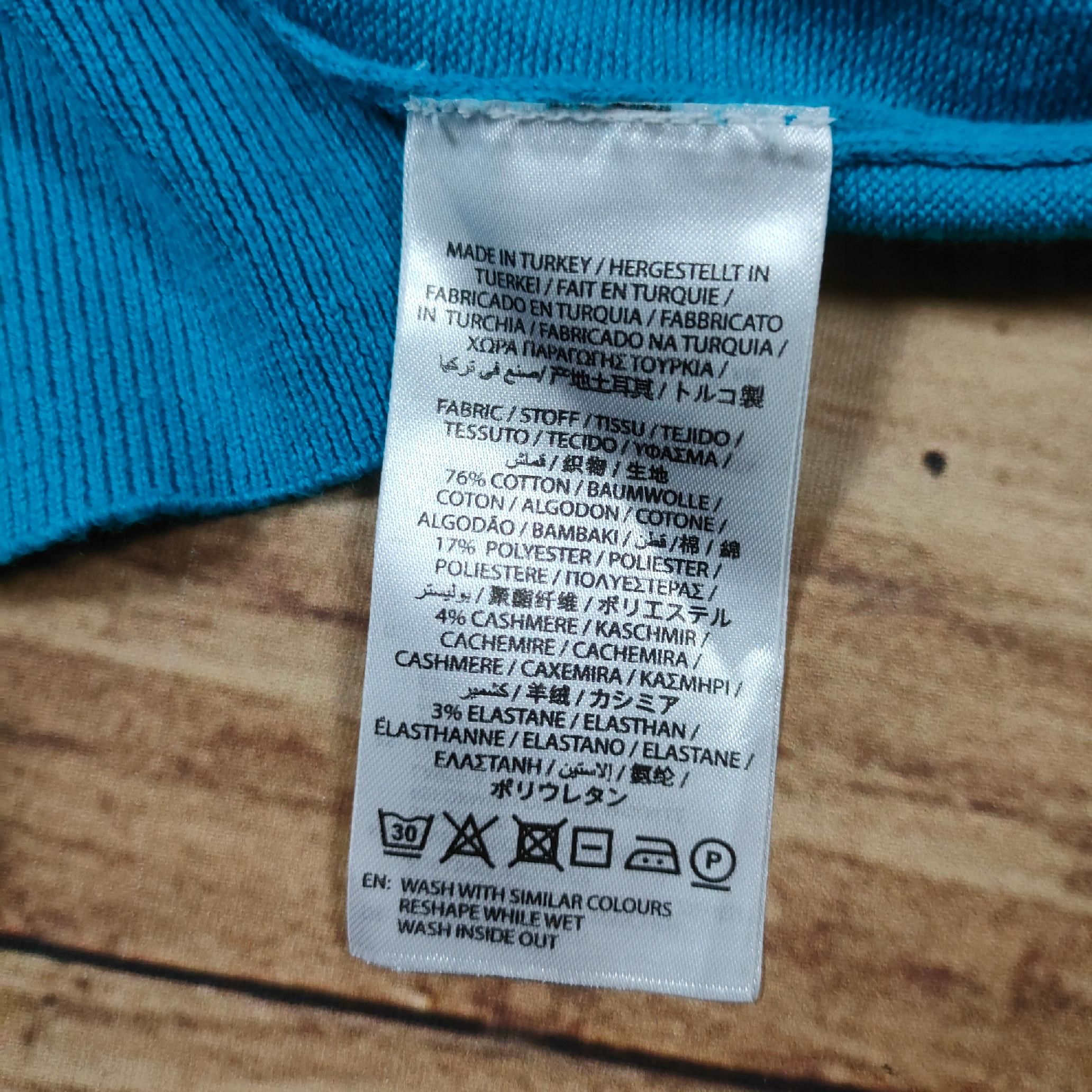 GANT Sweter Męski Cashmere V Neck Niebieski Logowany r. L