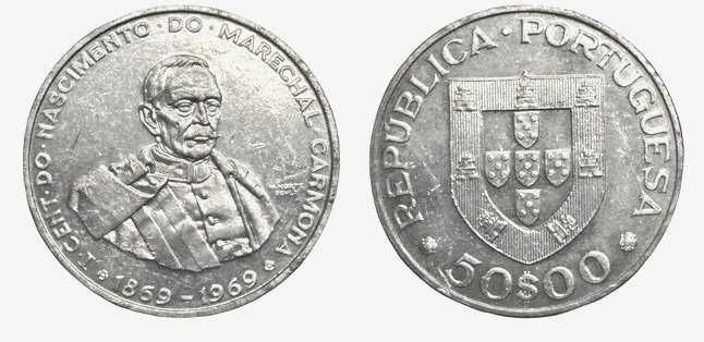 Moedas Portuguesas - 50$ escudos (Marechal Carmona)