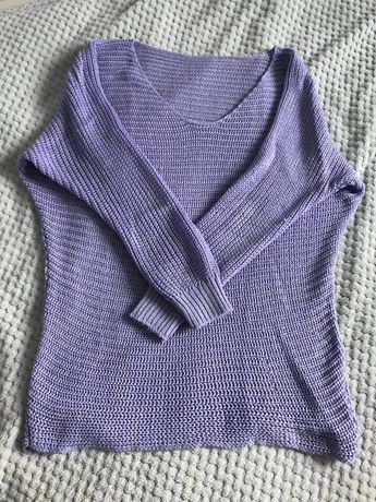Sweterek typu nietoperz w kolorze liliowym