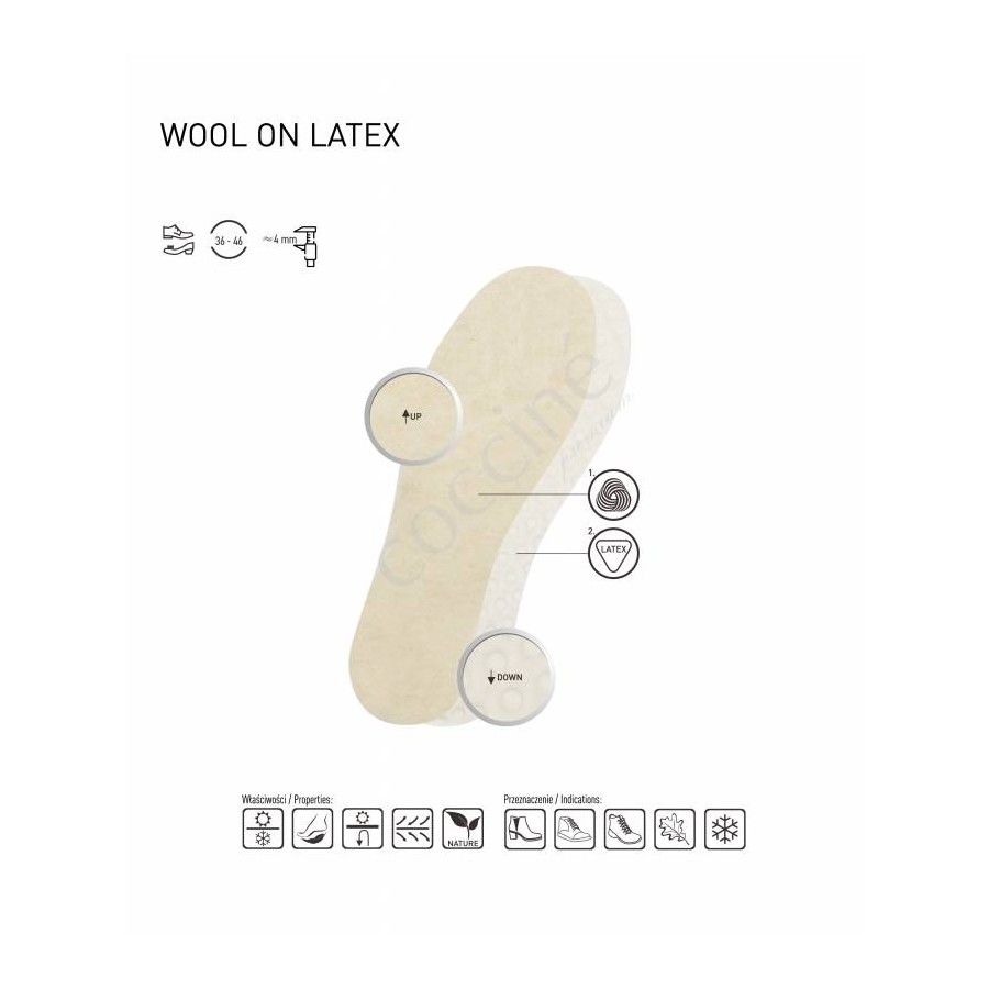 r.36 - Wkładki wełna na lateksie Coccine Wool on Latex