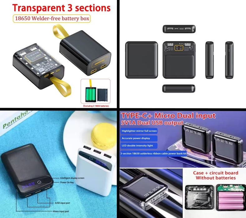 Корпус повербанка на 3 батареи 18650.