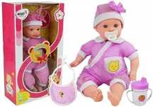 Lalka bobas różowe ubranie 45 cm. Leantoys