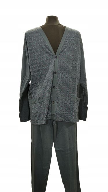 Bawełniana Rozpinana Piżama Męska Długi Rękaw Xl