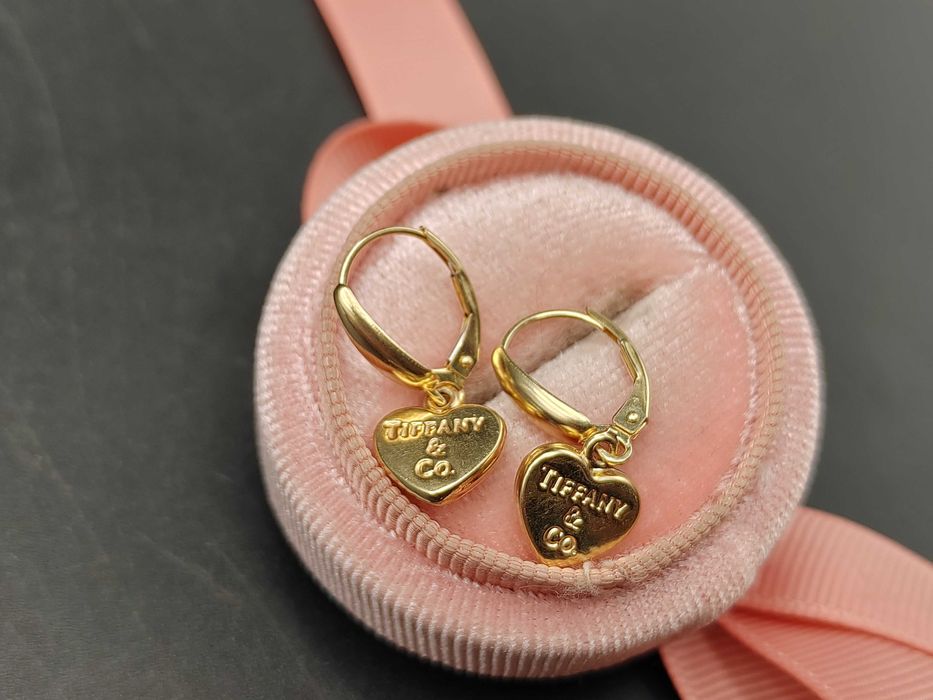 NOWE Złote Kolczyki Serce Tiffany / Złoto 585