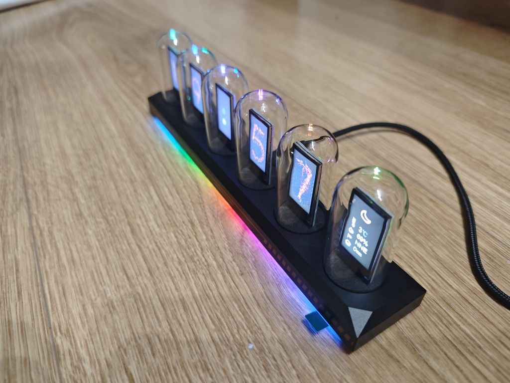 Zegar Nixie  6  Kolorowych Ekranów IPS Aplikacja WIFI BLUETOOTH