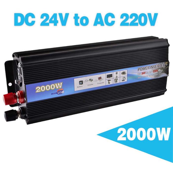 Conversor de corrente -inversor 2000 w DC 12  AC 220  Tb há 24volts