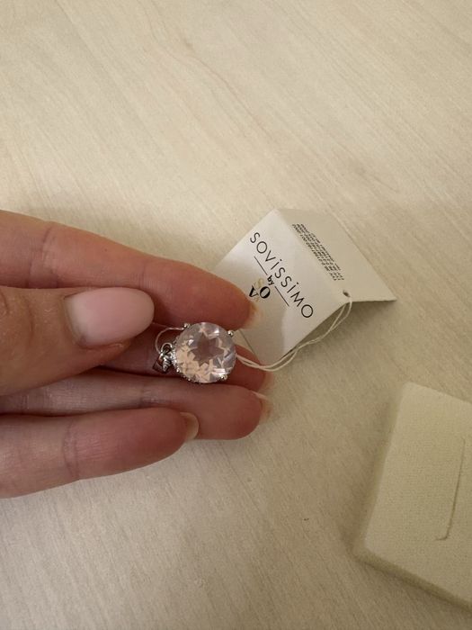 Підвіс срібний 925° з рожевим кварцом — стан новий!