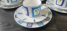 Porcelanowy komplet deserowy 4 szt filiżanka, spodek, talerzyk