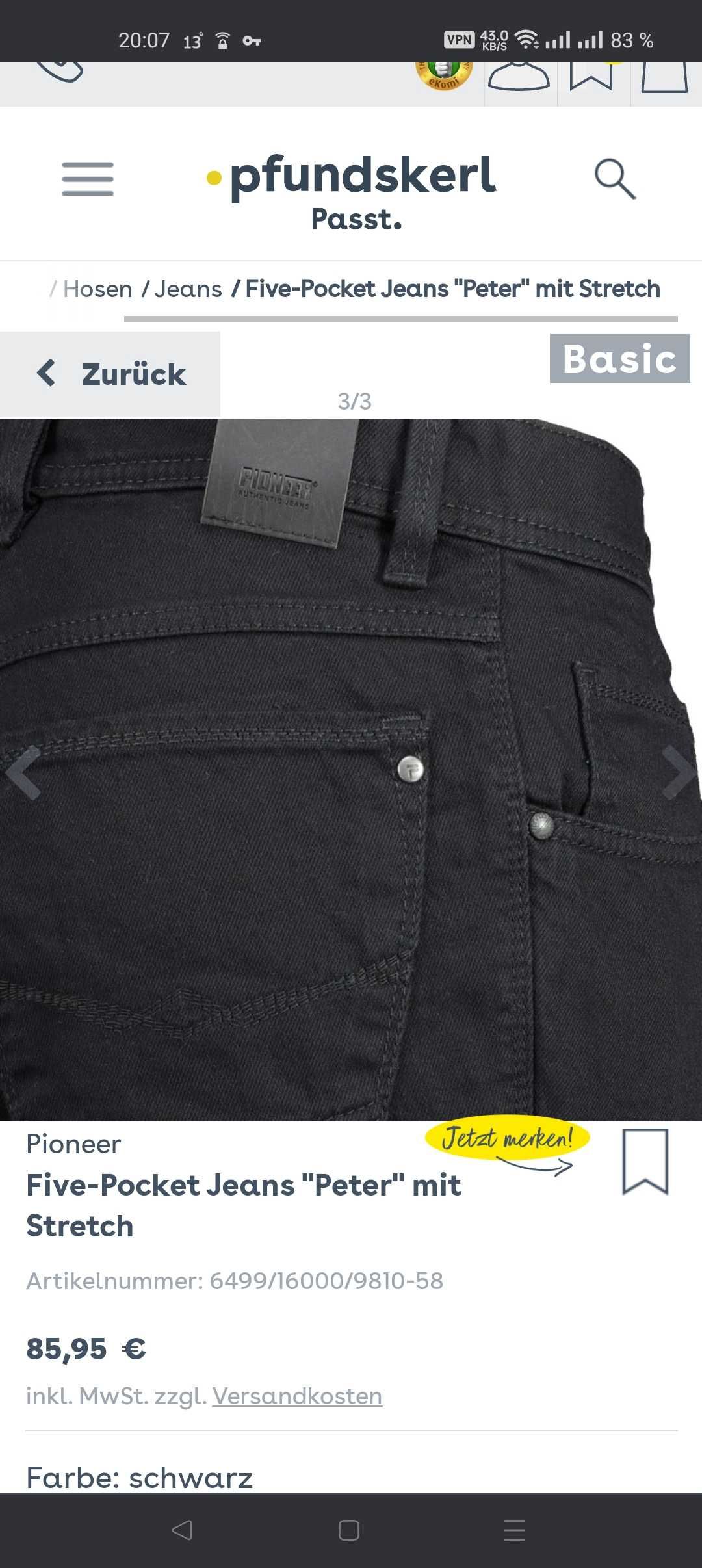 Джинсы Pioneer jeans Germany w38 stretch black.