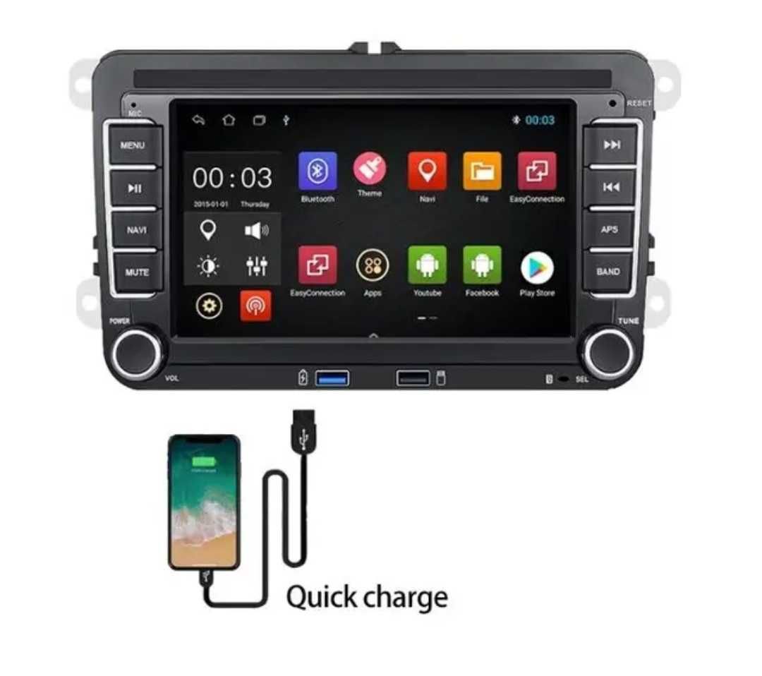 Rádio 2 DIN Android VW / Golf / Passat /  Seat / SKODA + Carplay