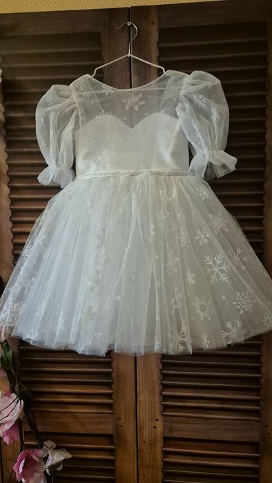 Сукня біла 92-146 для дівчинки на свято, платье снежинка  на утренник