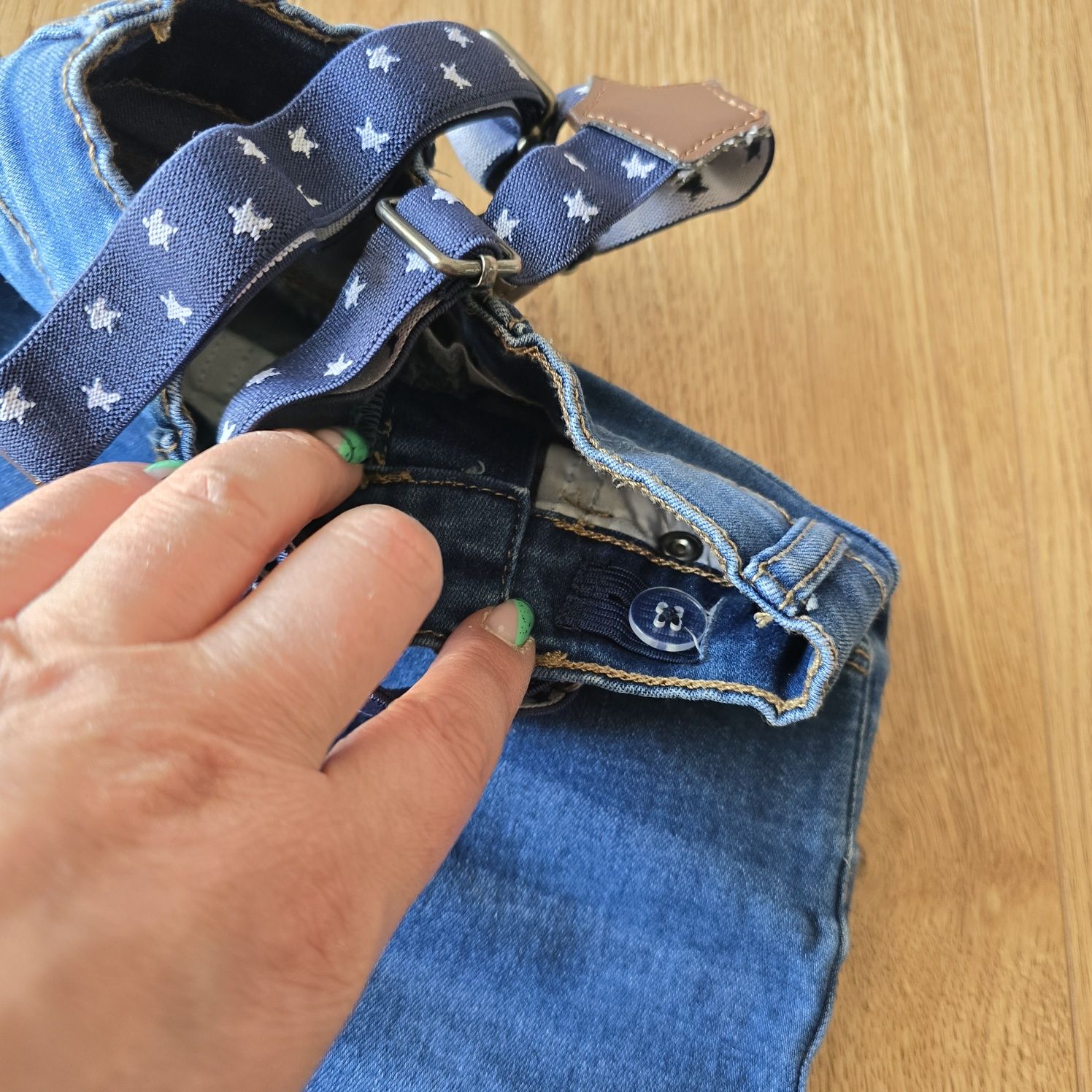 Spodnie dżinsy jeans skinny primark szelki 80 86 rurki