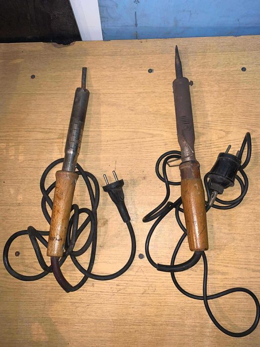 Lutownice oporowe retro – 2 szt. (drewniane rączki) – sprawne