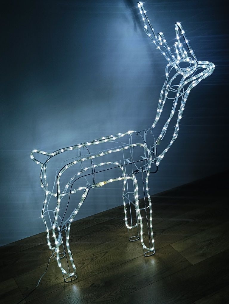 Renifer świetlny LED gigant XXL 115cm jelonek świąteczny biały zimny