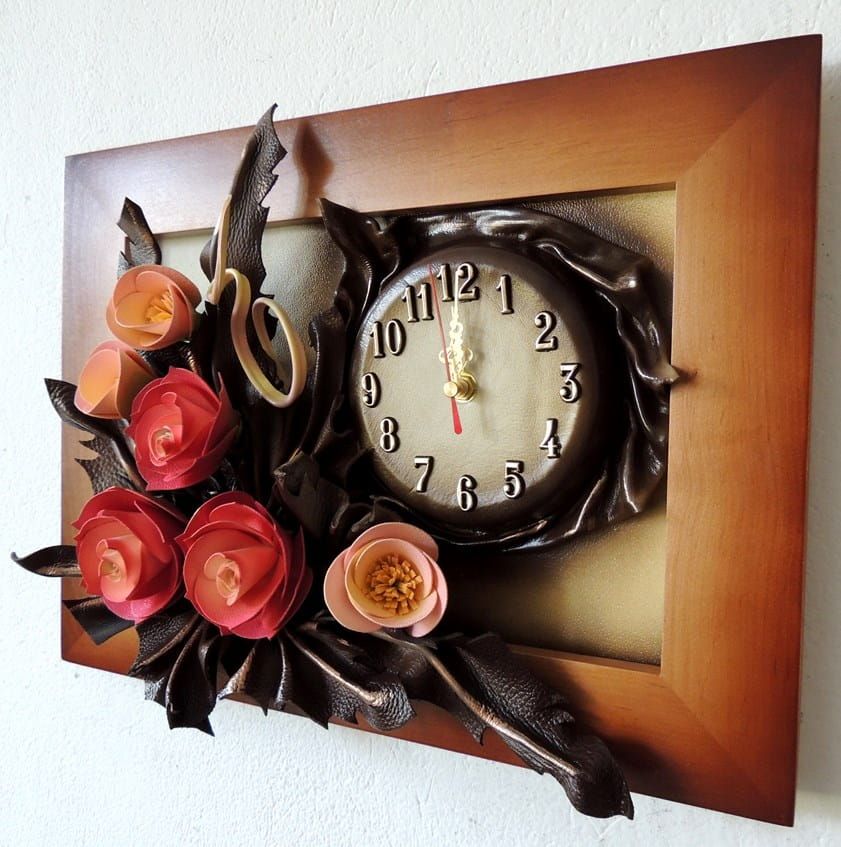 Elegancki zegar w obrazie z kwiatami Prezent jubileuszowy + dedykacja