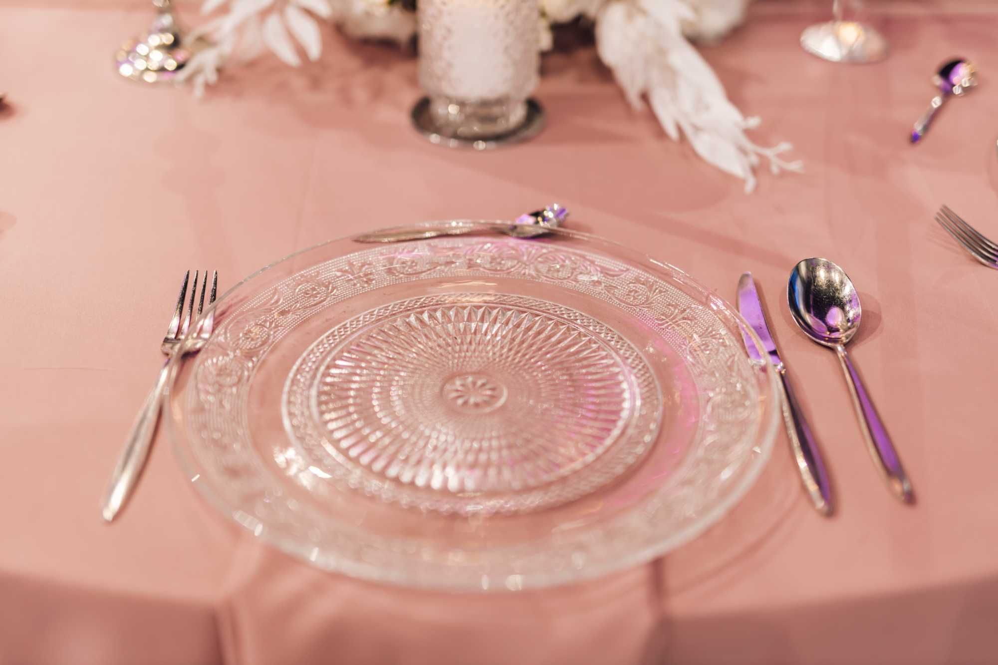 Obrus brudny róż okrągły na stół stoły dekoracji WYNAJEM  imprezy