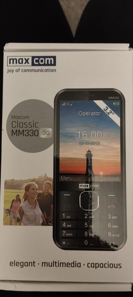 Maxcom MM30. Kartonik i instrukcja obsługi i telefon