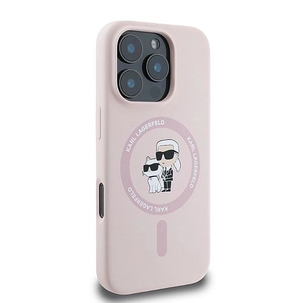Etui Karl Lagerfeld Silicone Karl&Choupette Heads Ring MagSafe na iPho