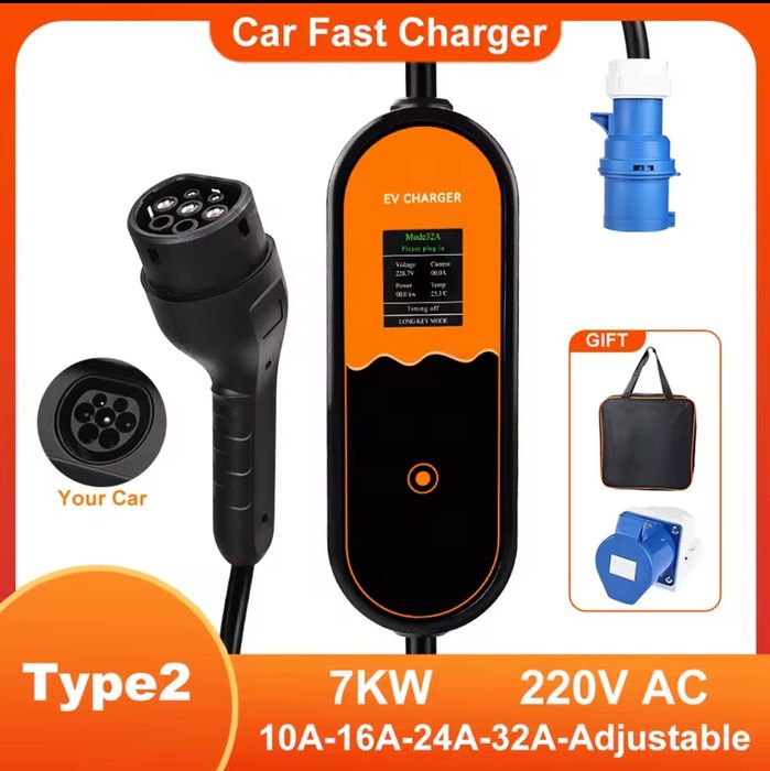 7кВт Type 2 3.5м зарядка для електро автомобіля зарядне тайп 2 Європа