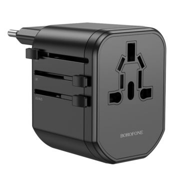 Borofone Adapter sieciowy ładowarki BAC1 - 2xUSB, USA, UK, EU, AU