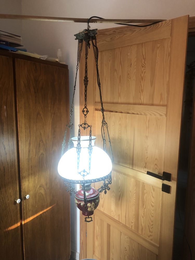 Lampa wisząca duża retro naftowa 230v idealna na schody