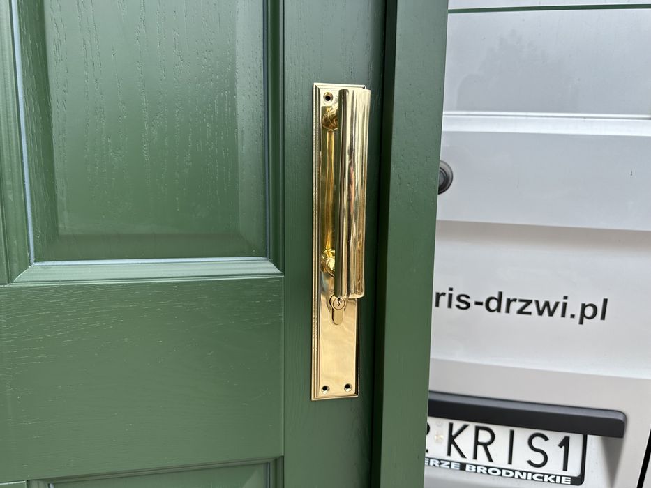 Drzwi zewnętrzne drewniane NA WYMIAR CZYSTE POWIETRZE zielone MONTAŻ