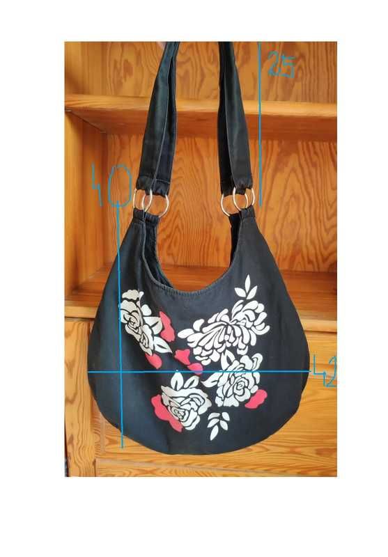 bawełniana boho płócienna torba worek shopper zasuwana listonoszka