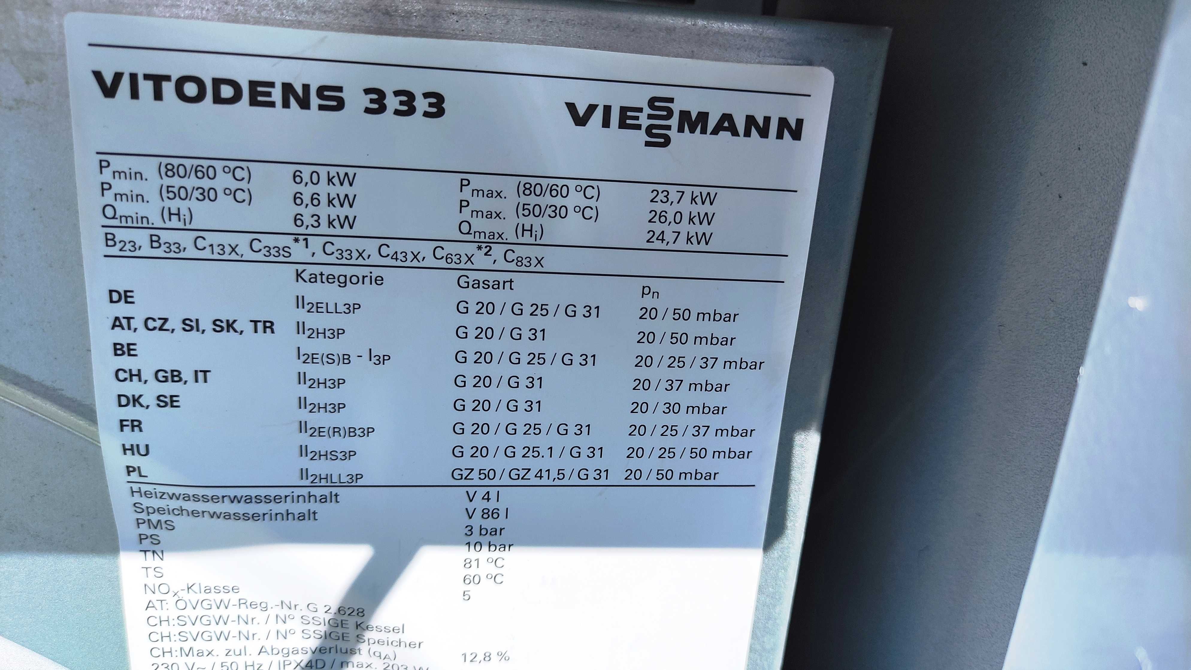 Kocioł piec gaz Viessmann Vitodens 333 26 KW