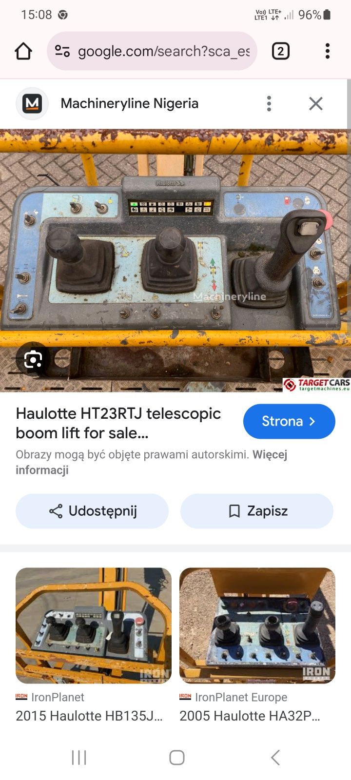 Haulotte HT23RTJ    HT23RTJO   joystick panel sterowania