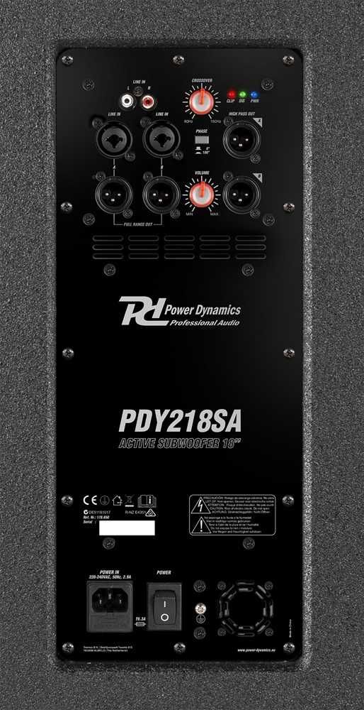 Subwoofer Activo 18" 2000W (v.2024) - Power Dynamics - Qualidade 5*