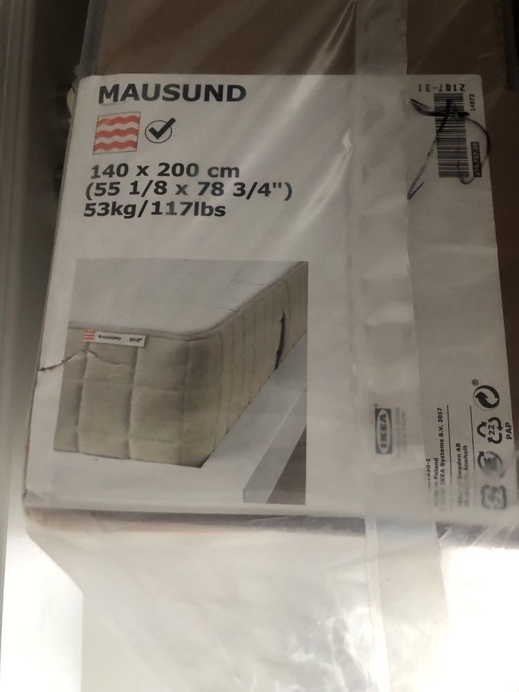 Materac Mausund Ikea 140cm / 200cm 90cm /200 cm lateksowy piankowy
