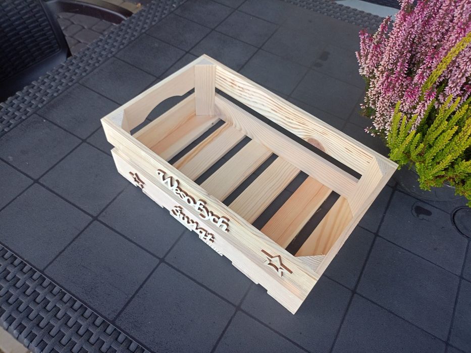 Skrzynka drewniana box na prezent Wesołych świąt