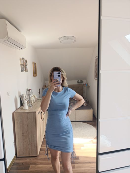 Sukienka marszczona dopasowana XS s letnia luźna kobieca