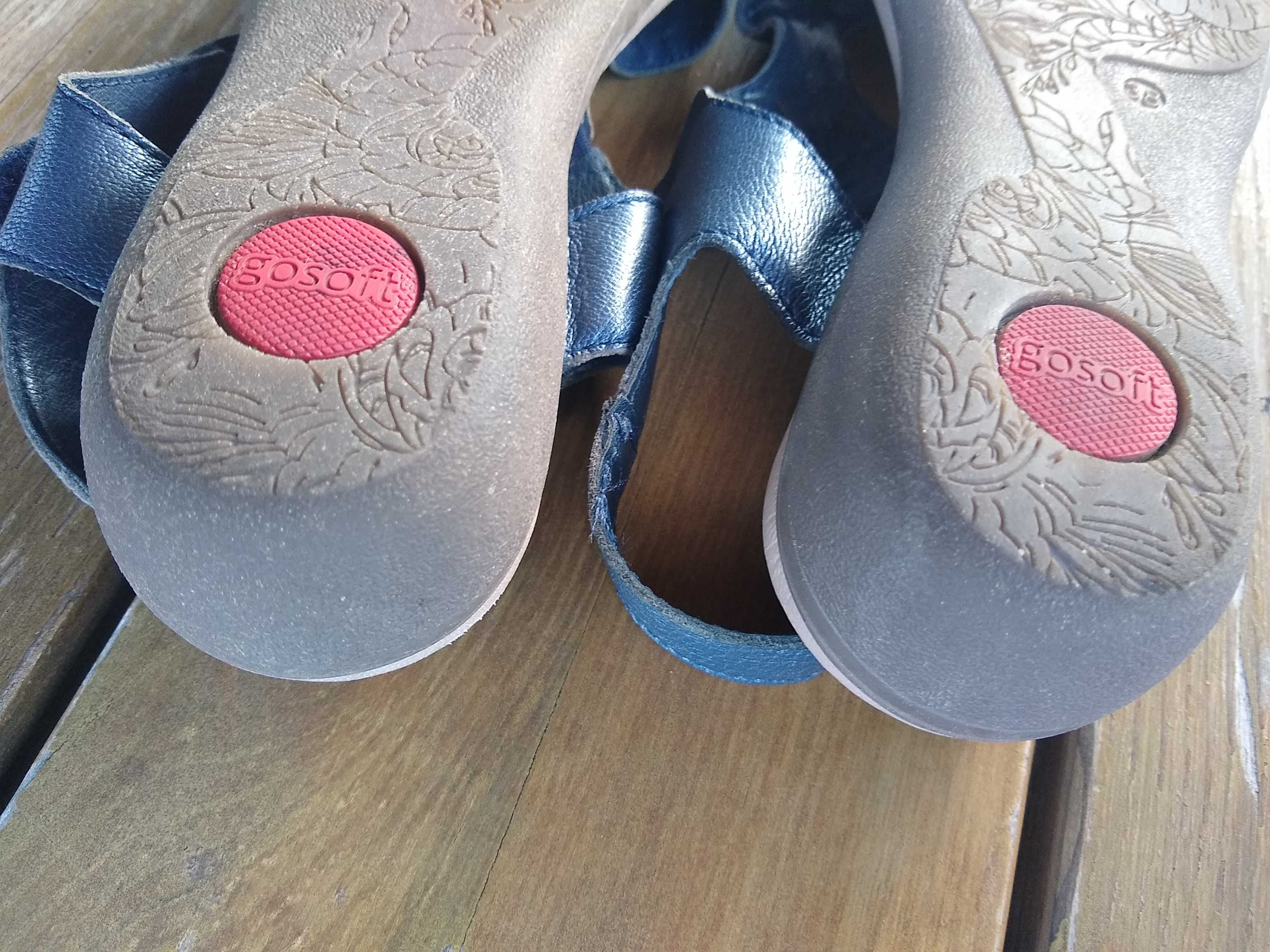 gosoft  Eleganckie damskie sandały, 100% Skóra, Roz. 38 / 24,5 cm