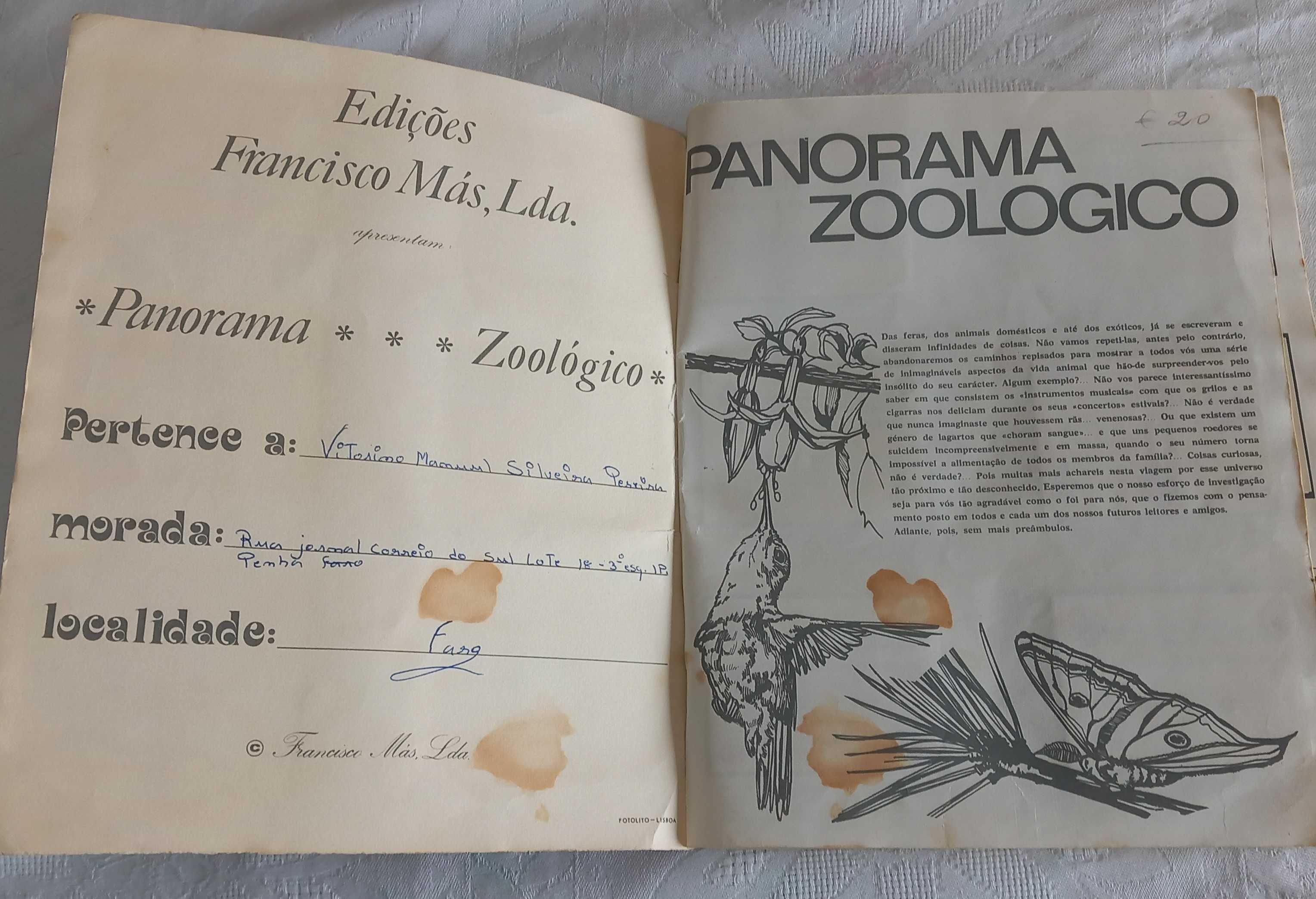 Caderneta de cromos completa Panorama Zoológico