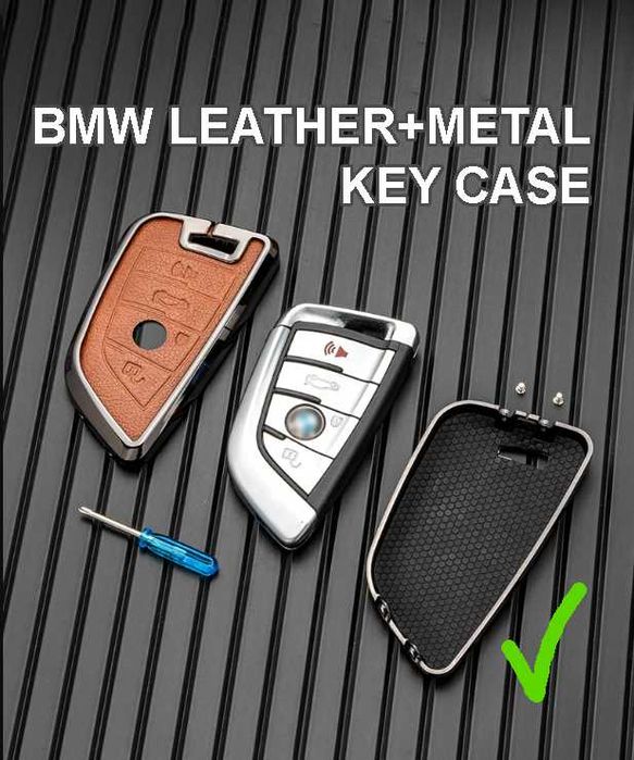 Металлический Чехол ключ BMW брелок бмв 2013+ кожаный чохол захисний