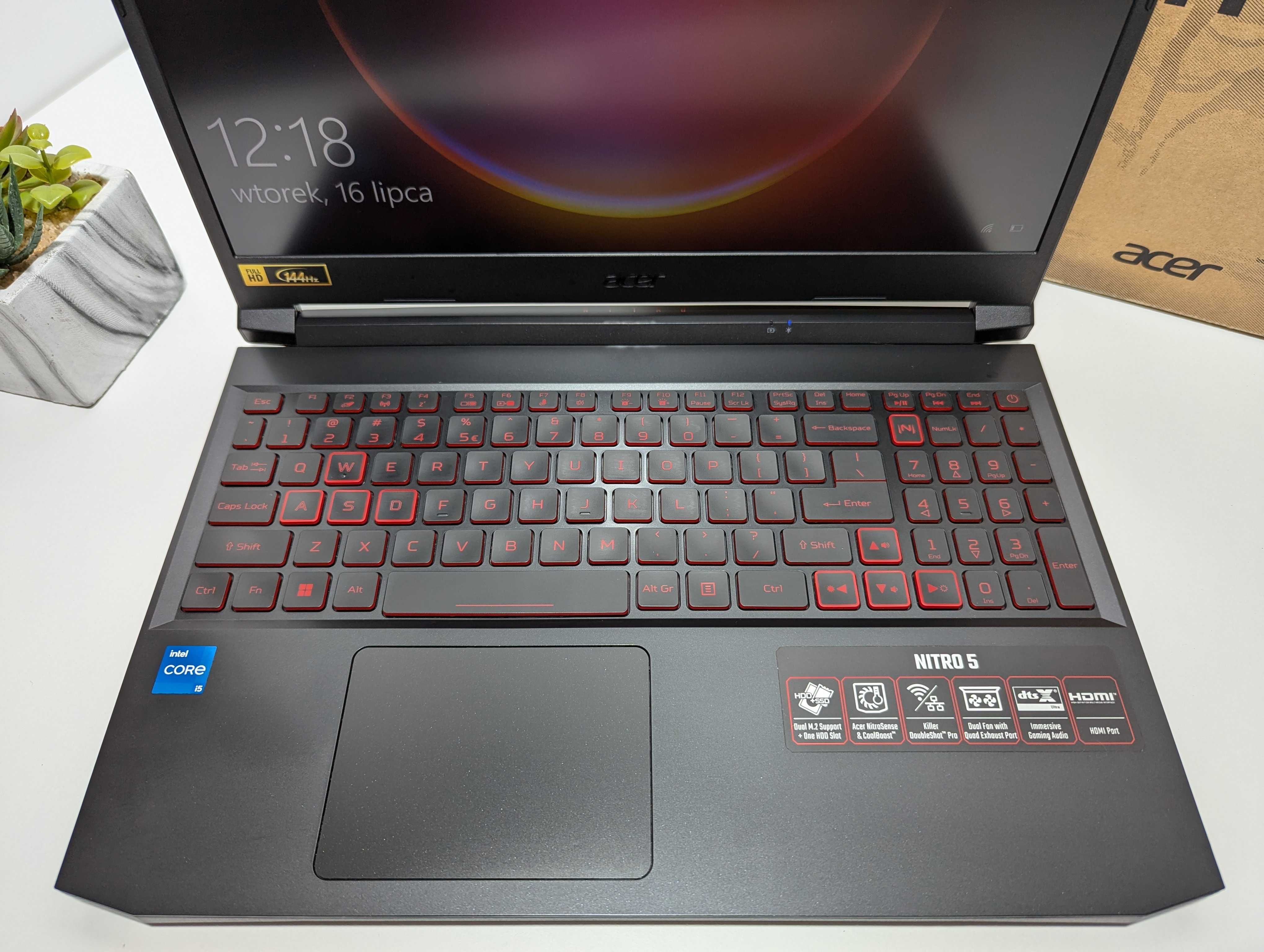 LAPTOP GAMINGOWY Acer Nitro RTX 3050 i5-11400H 144 hz