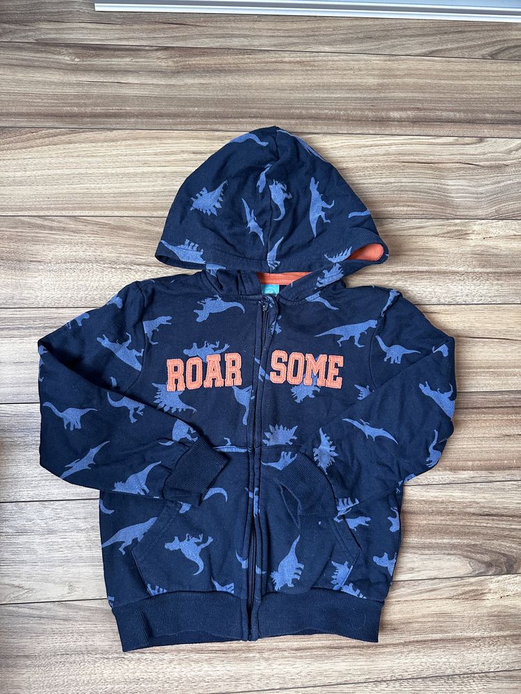 Granatowa bluza rozpinana 128 dinozaury dinozaur