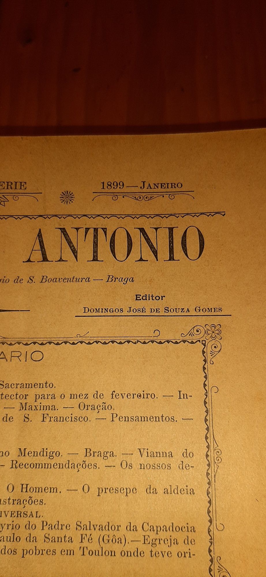 Antigo Livro  A Voz de Santo António Ano 1899 Ano Completo