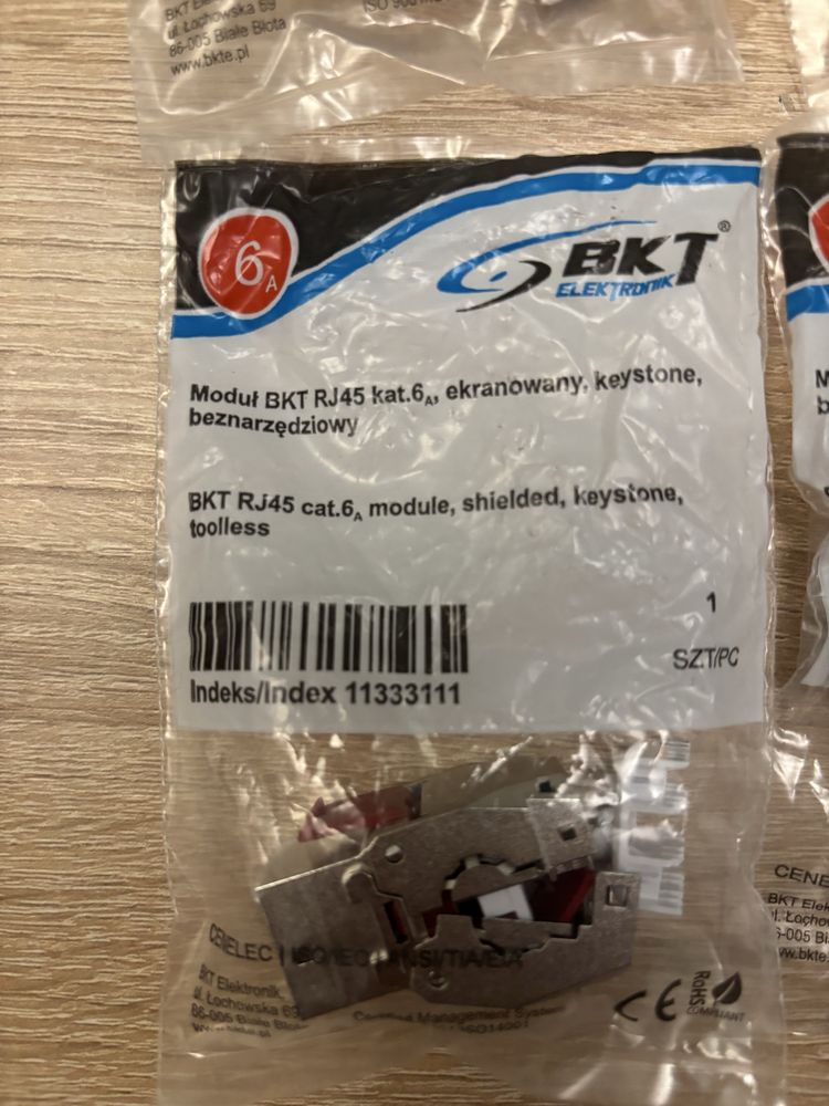 Moduł keystone RJ45 FTP ‑ ekranowany, kat.6A, beznarzędziowy