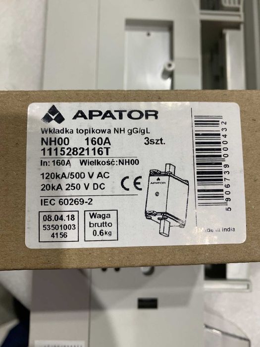 Запобіжник ETI NH-00/GG  160A 500V KOMBI