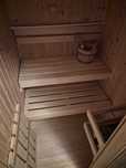 Sauna fińska sucha MAŁA piec 220V 230V ławki termometr wiadro KOMPLET