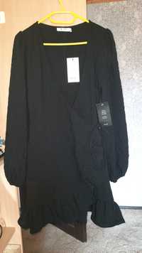 Czarna kopertowa mini sukienka Na-Kd r.40