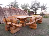 Meble ogrodowe drewniane masywne dębowe Huśtawka