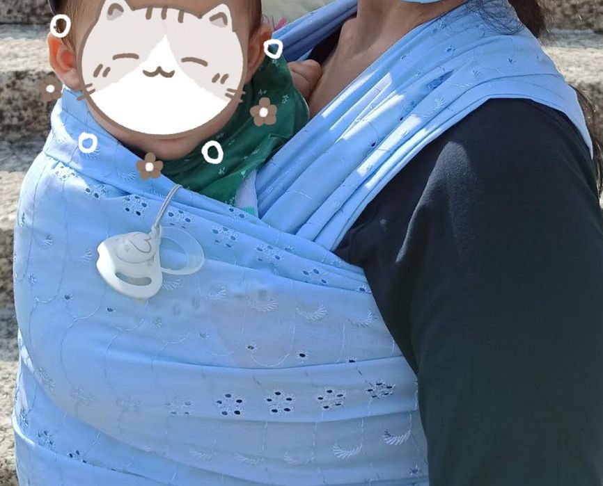 Porta bebés em tecido bordado inglês usado 1 x