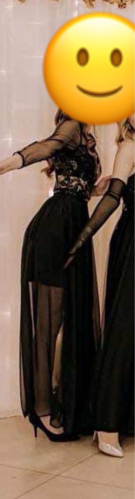 Sukienka czarna wieczorowa maxi długi rękaw